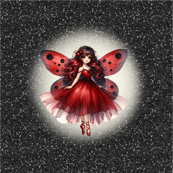 Cute Ladybug Girls Panel 4 Schwarz/Anthrazit